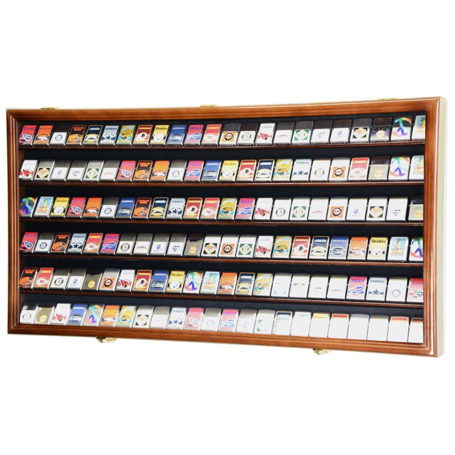 138 Lighter / Matchbook Display Case Cabinet UV Protection Walnut Wood