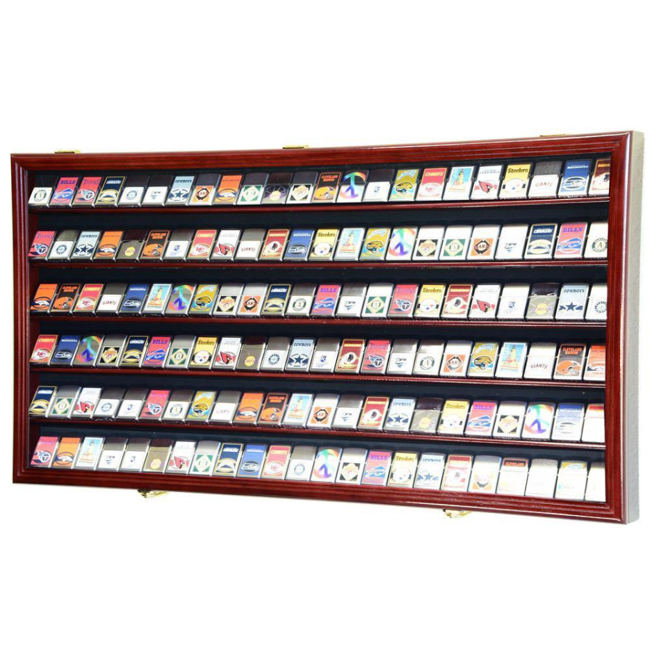 138 Lighter / Matchbook Display Case Cabinet UV Protection Cherry Wood