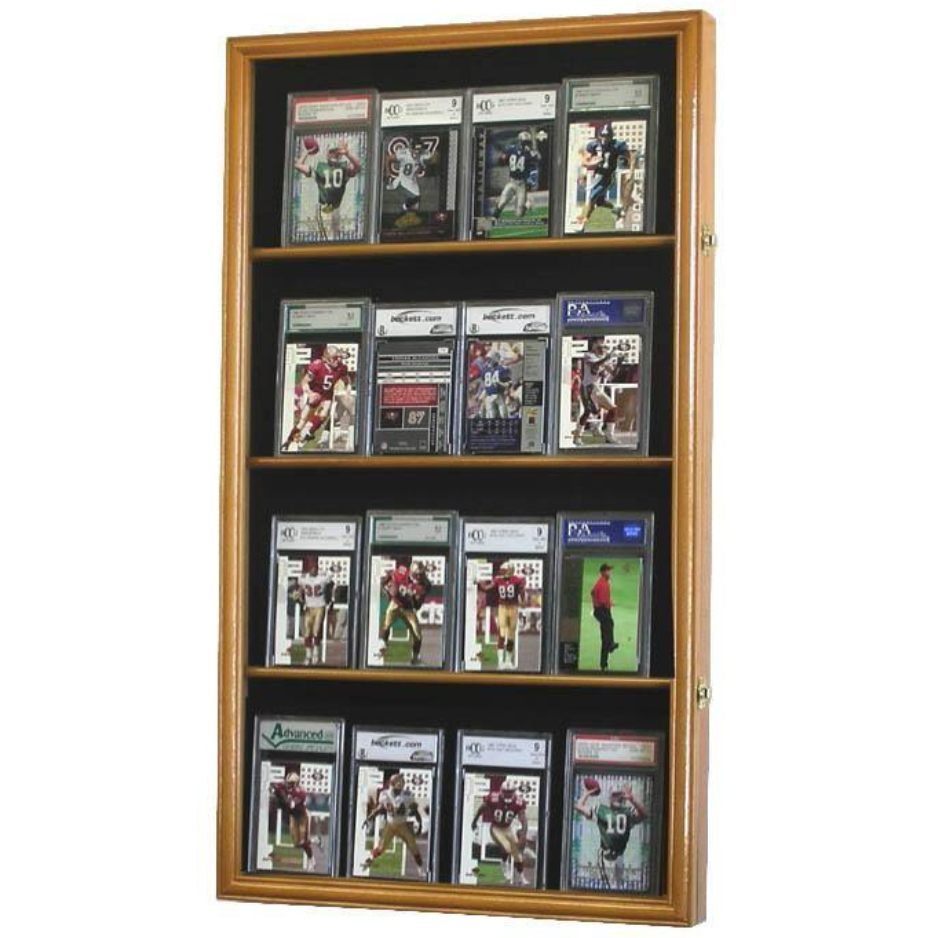 16 Graded Trading Sports Baseball Pokemon Card Display Case UV Protection Oak Wood
