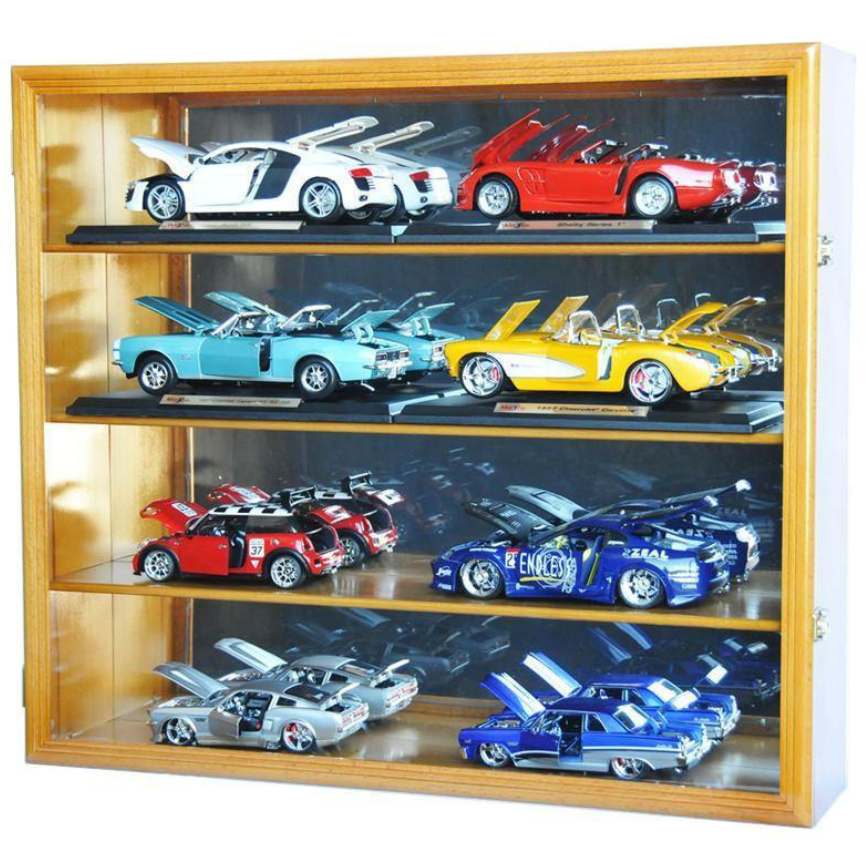 1/18 Scale Diecast Car Display Case Cabinet UV Protection Oak