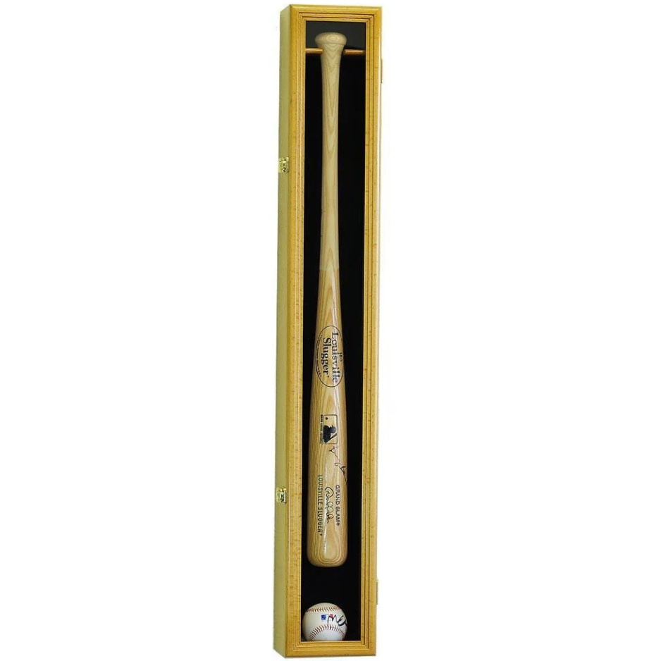 1 Baseball Bat Display Case Cabinet UV Protection Oak Wood