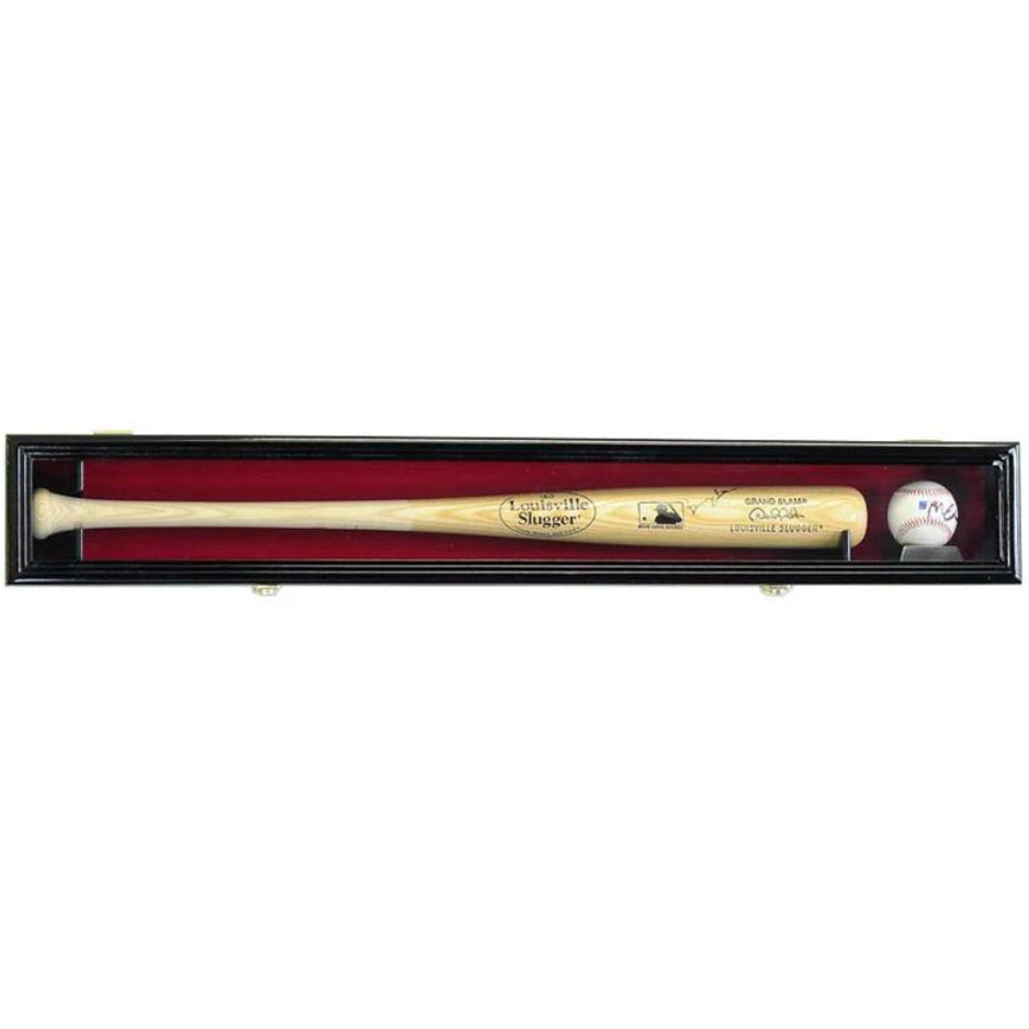 1 Baseball Bat Display Case Cabinet UV Protection Black Wood