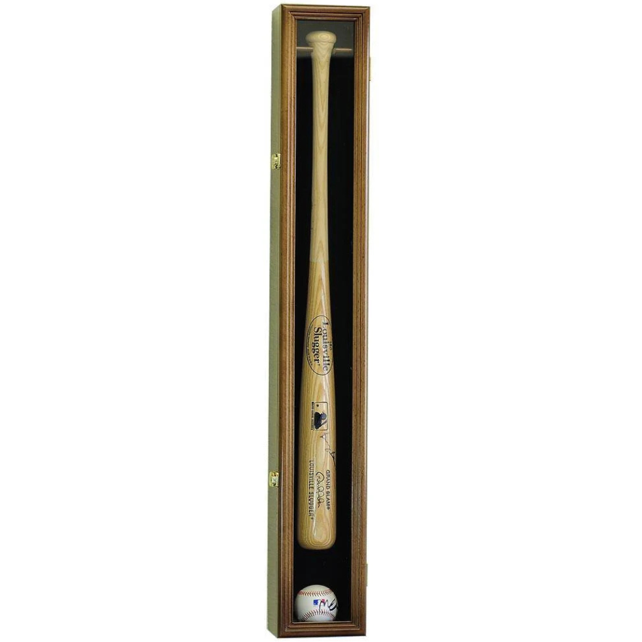 1 Baseball Bat Display Case Cabinet UV Protection Walnut Wood