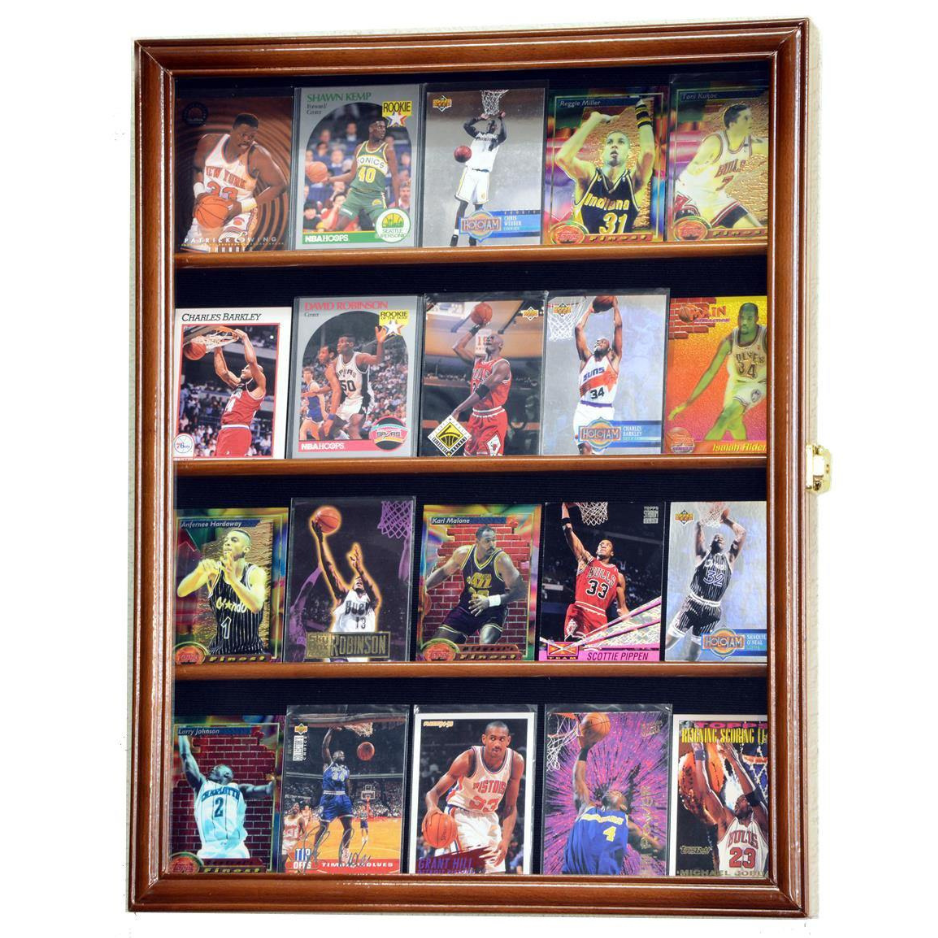 20 Ungraded Trading Sports Baseball Pokemon Card Display Case UV Protection Walnut Wood