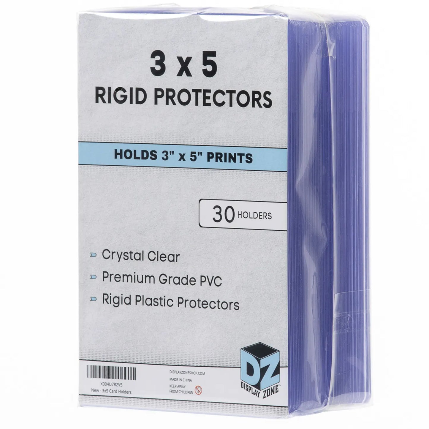 (30 Count) Display Zone 3x5 Index Card Topload Holder - Premium Clear Hard Plastic Protectors for Flashcard, Notecard, Recipe - Photo Sleeves - Flash Cards Top Loader Covers