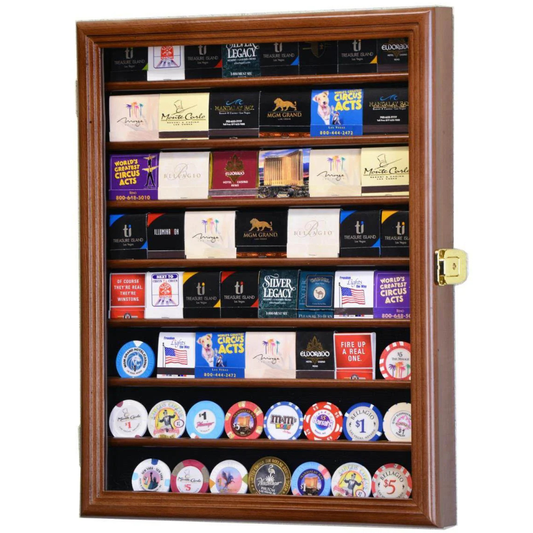 64 Matches Matchbook Display Case Cabinet UV Protection Walnut Wood