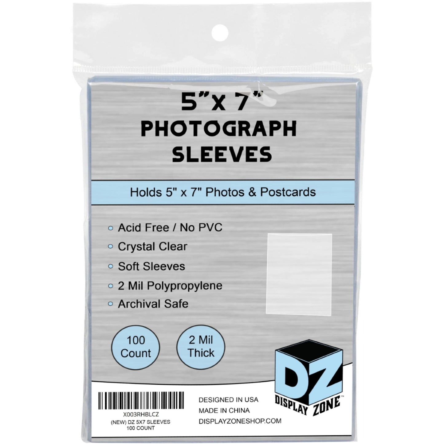 Display Zone 5x7 Photograph Sleeves - plastic sleeves - 5x7 card sleeves - photo sleeves - photo sleeves 5x7 pictures - sleeves for prints