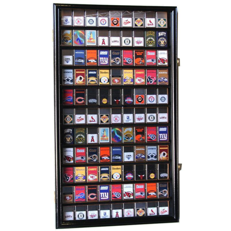 99 Lighter / Matchbook Display Case Cabinet UV Protection Black Wood