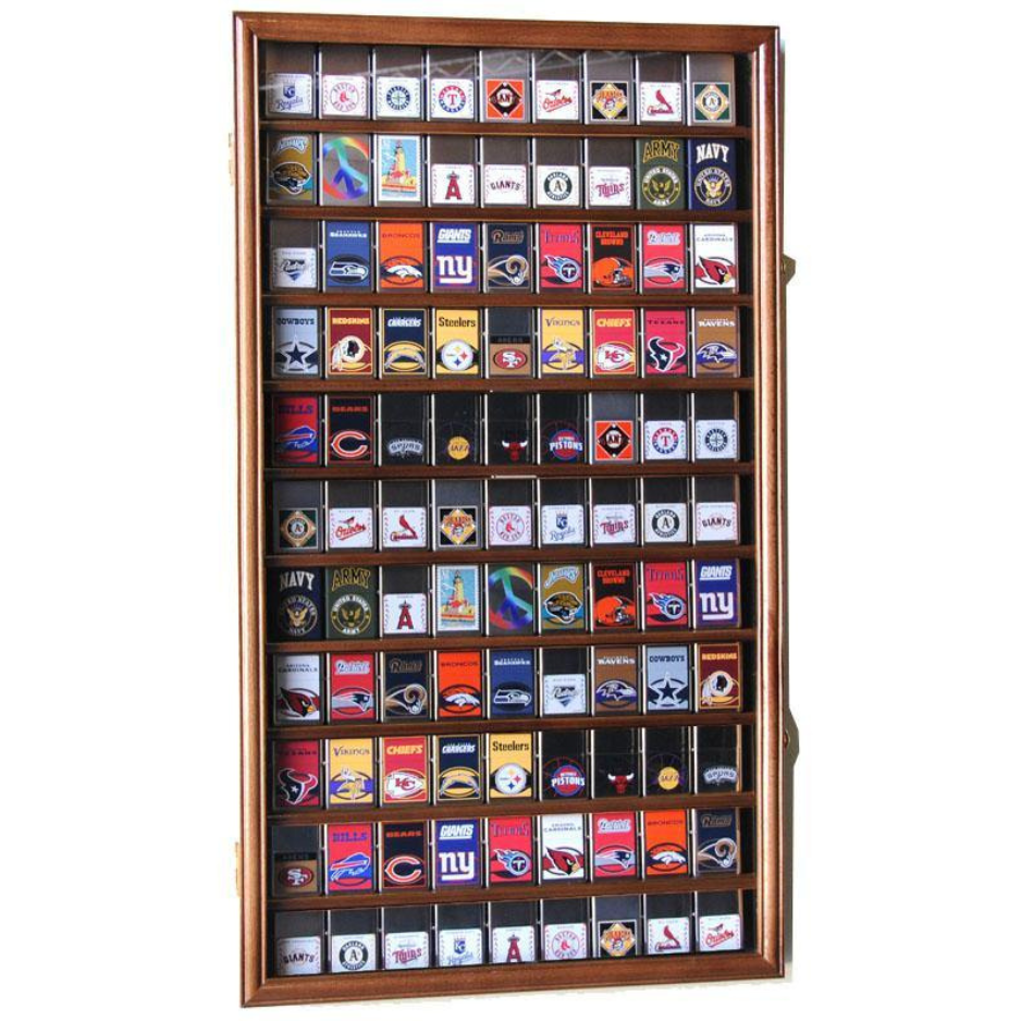 99 Lighter / Matchbook Display Case Cabinet UV Protection Walnut Wood
