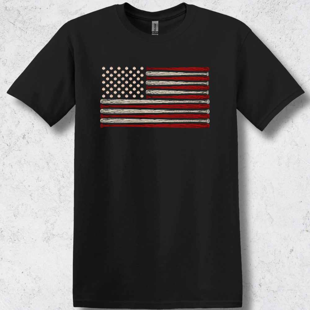 Bats & Baseball Flag T-Shirt