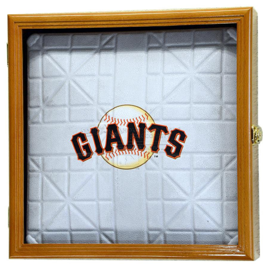 Baseball Base Display Case Cabinet (Full-Sized MLB For 15" and 18" Sizes)    UV Protection Oak Wood