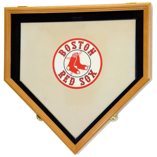 Baseball Home Plate Base Display Case Cabinet (Full-Size MLB) UV Protection Oak Wood