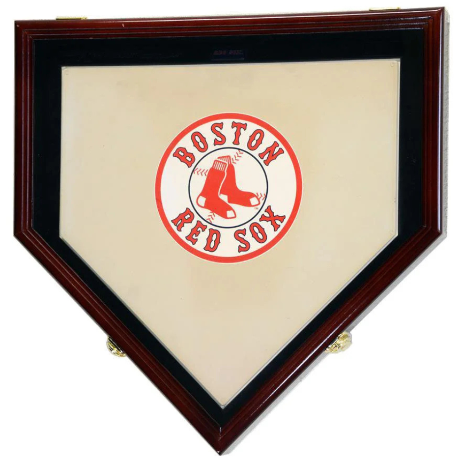 Baseball Home Plate Base Display Case Cabinet (Full-Size MLB) UV Protection Cherry Wood