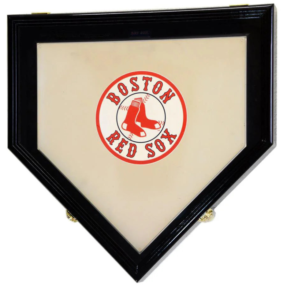 Baseball Home Plate Base Display Case Cabinet (Full-Size MLB) UV Protection Black Wood