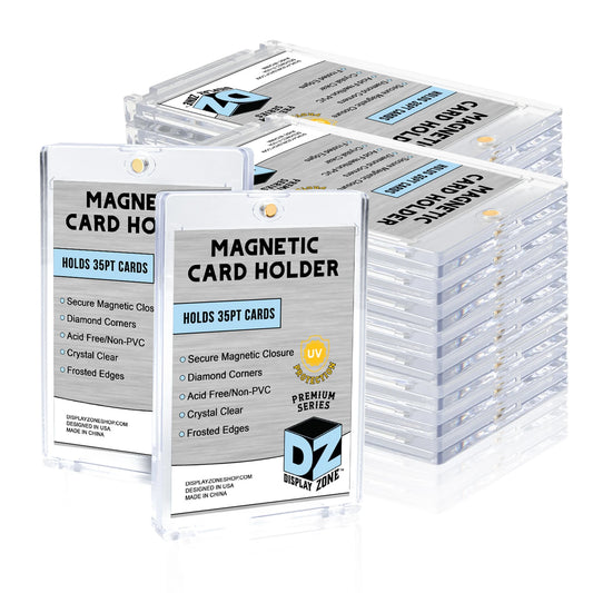 Display Zone 35pt Magnetic Trading Card Holders with UV Protection –  featuring diamond corners, frosted edges, and non-PVC acid-free material.