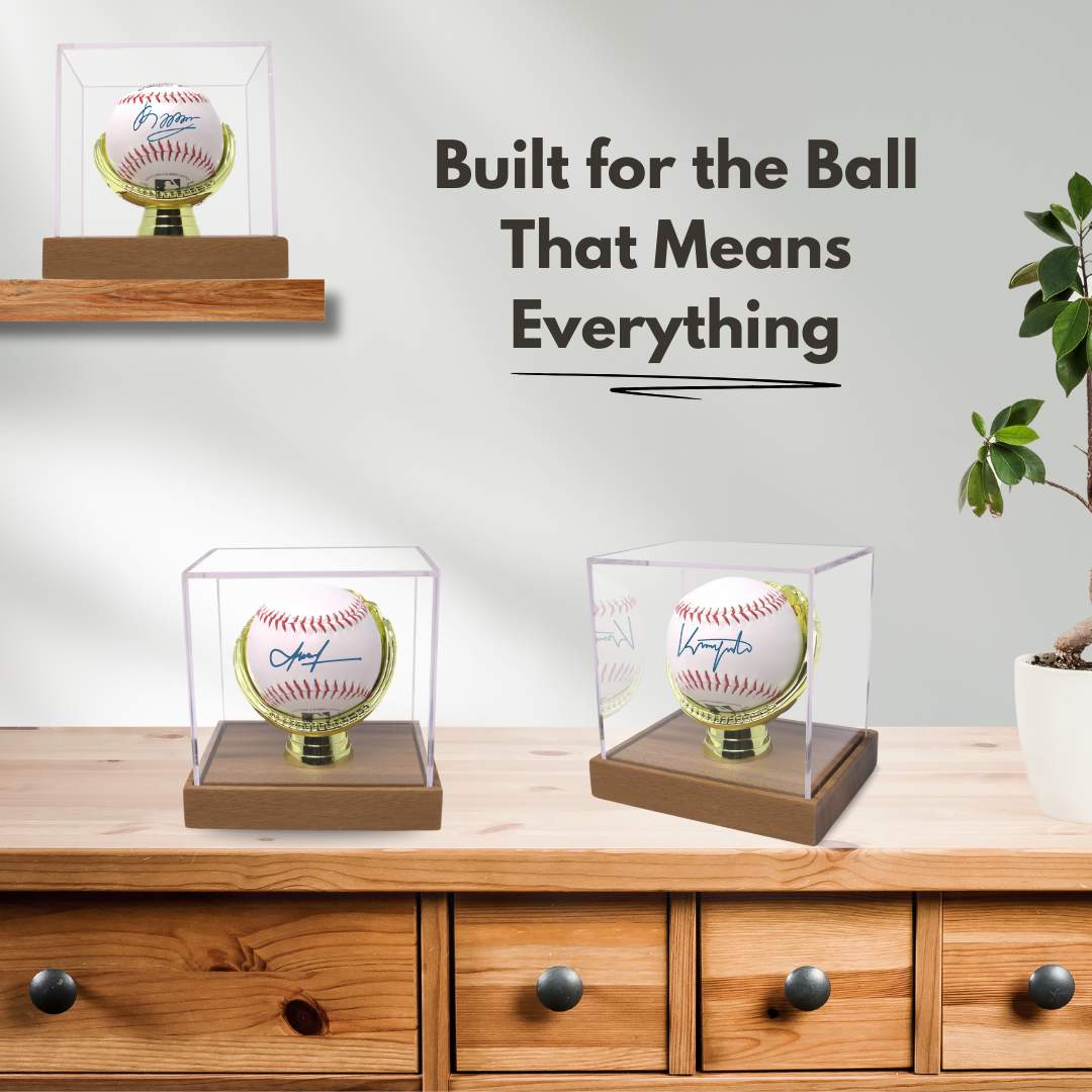 Gold Glove Baseball Display Case Home Run Game Keepsake Ball Holder Autograph