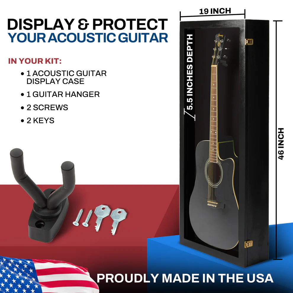 Acoustic Guitar Display Case UV Protection Made in USA