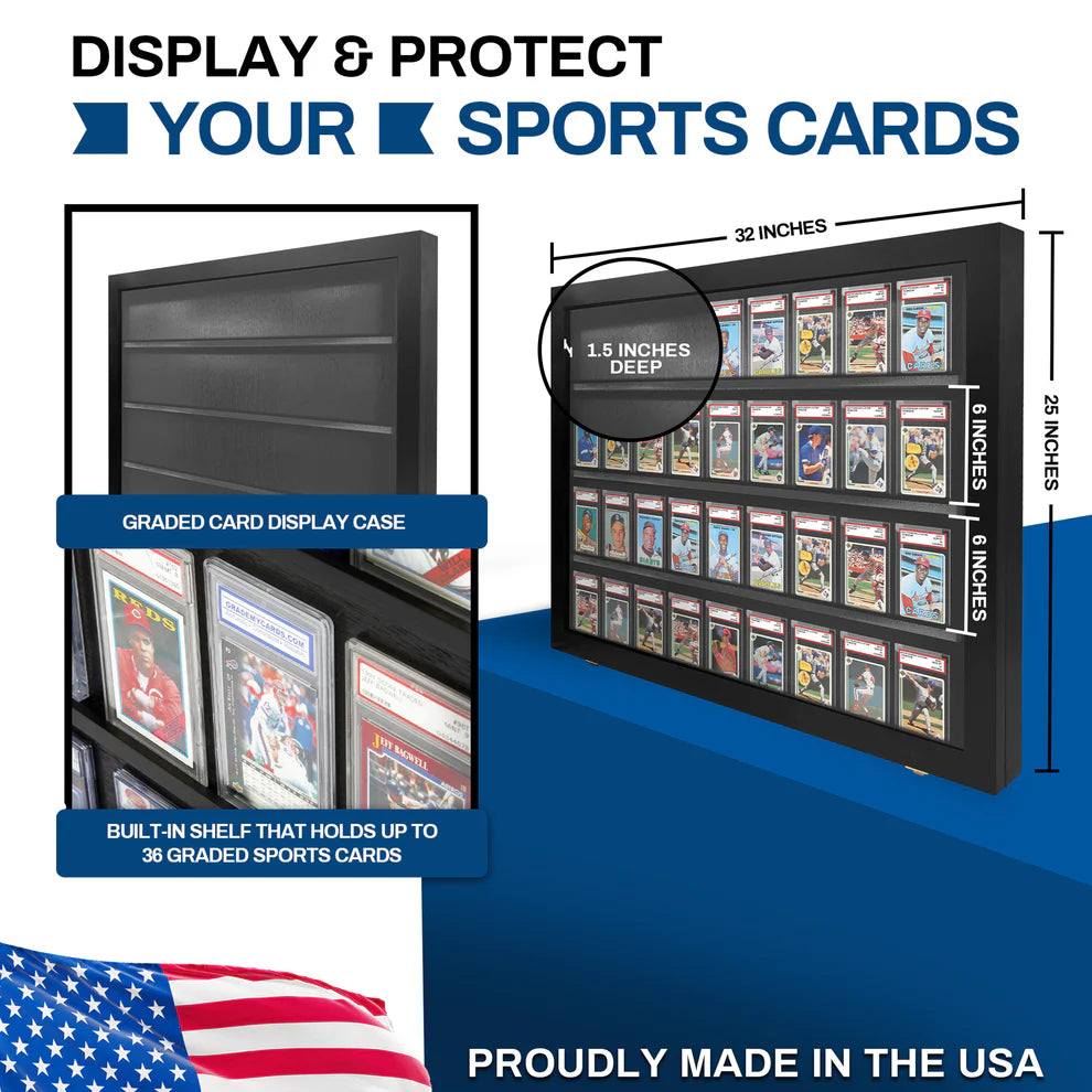 Sports Trading Card Display PSA Graded Case Display Cabinet Made in USA