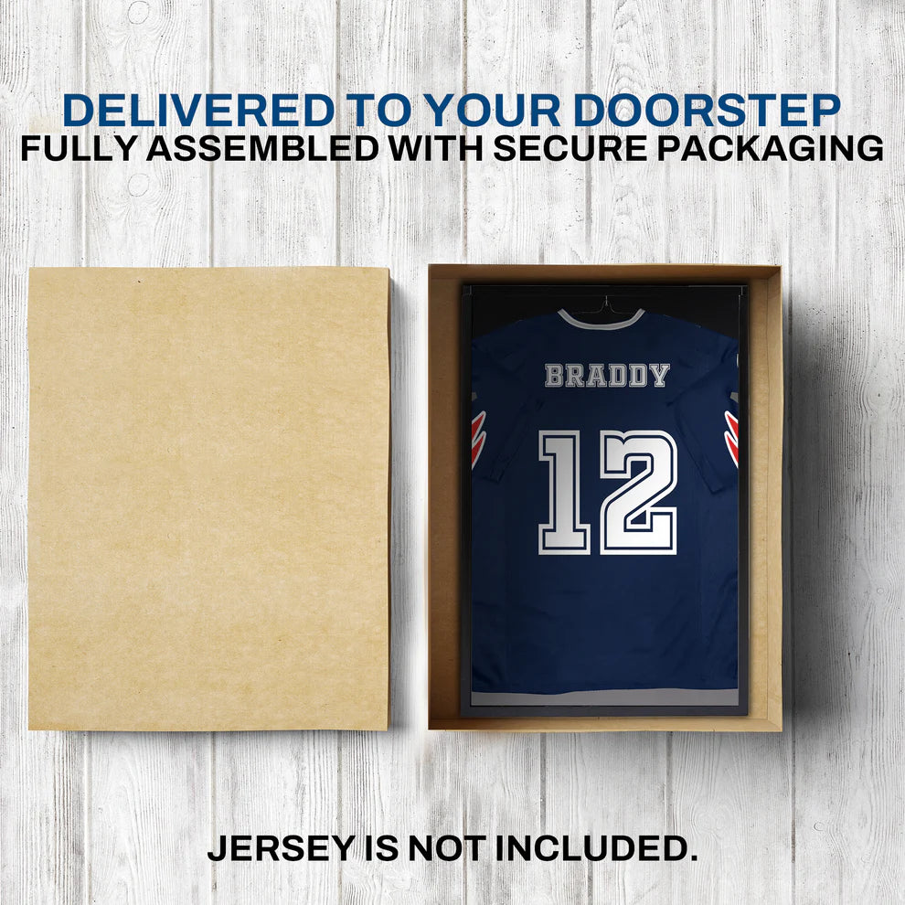 Black Football Jersey Frame Display Case - Shadow Box for Jersey Display - UV Protection