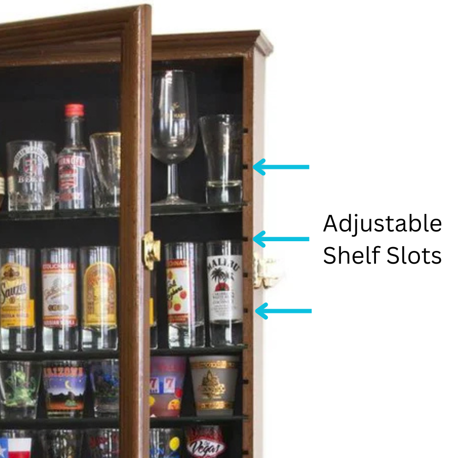Large Tall Shot Glass Display Case Cabinet