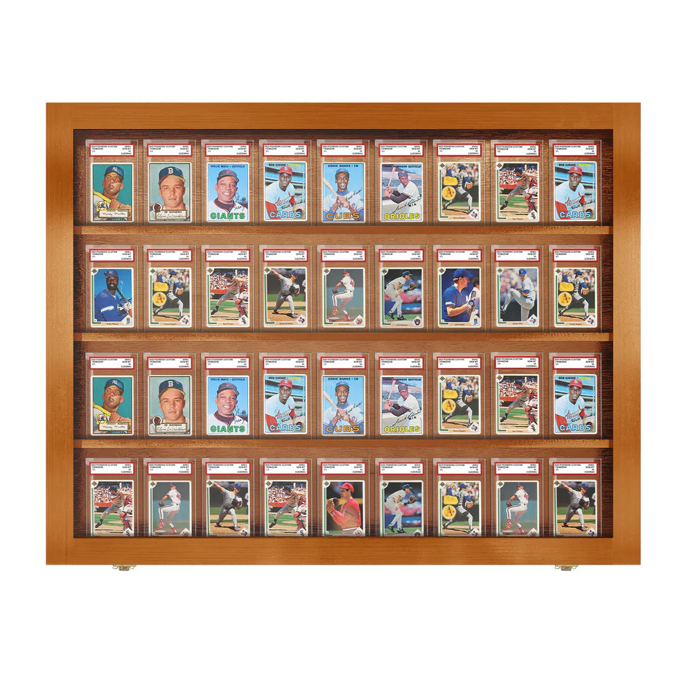 Sports Trading Card Display PSA Graded Case Display Cabinet Made in USA Walnut