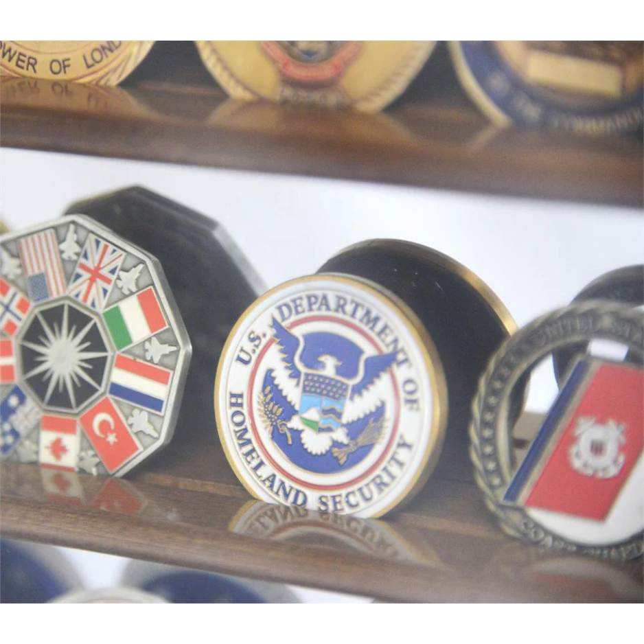 Mirrored Back Challenge Coin Display Case Cabinet