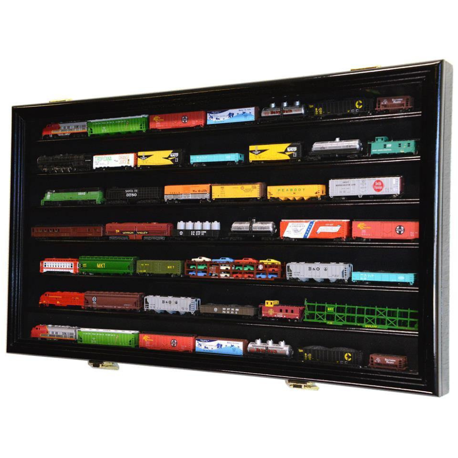 N Scale Train Display Case Cabinet Black Wood