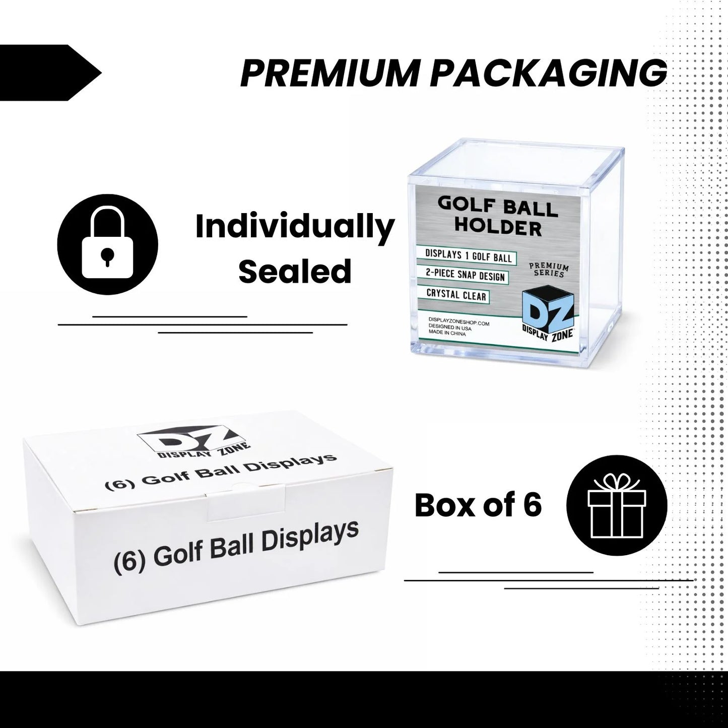 Golf Ball Display Case Holder Acrylic Cubes