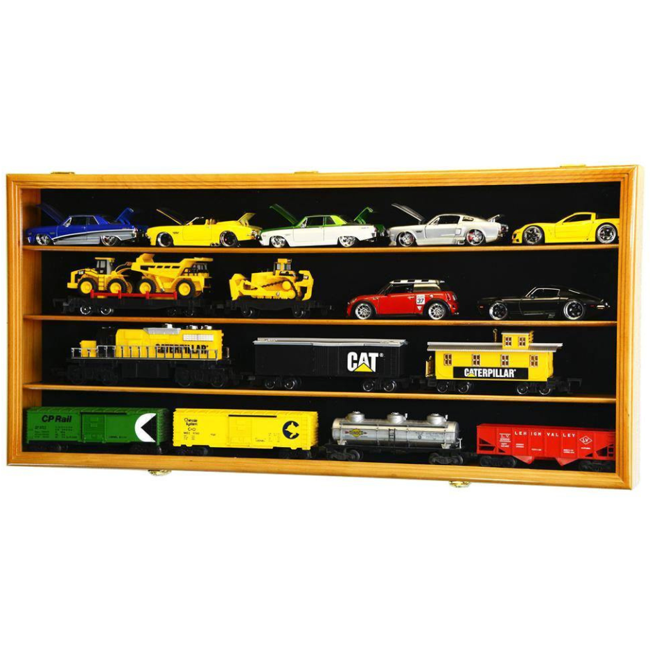 O Scale Train Display Case Cabinet UV Protection Oak Wood