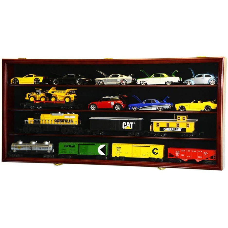 O Scale Train Display Case Cabinet UV Protection Cherry Wood