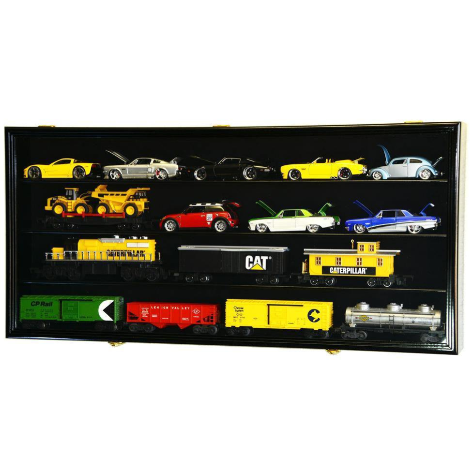 O Scale Train Display Case Cabinet UV Protection Black Wood