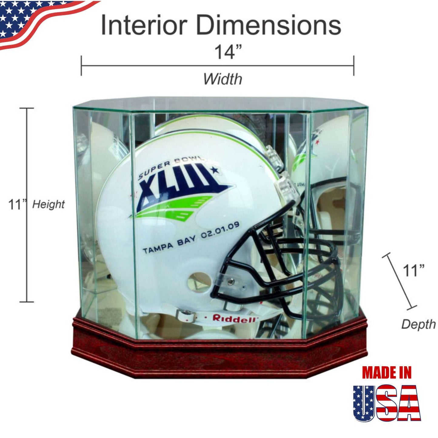 Real Glass Octagon Football Helmet Display Case