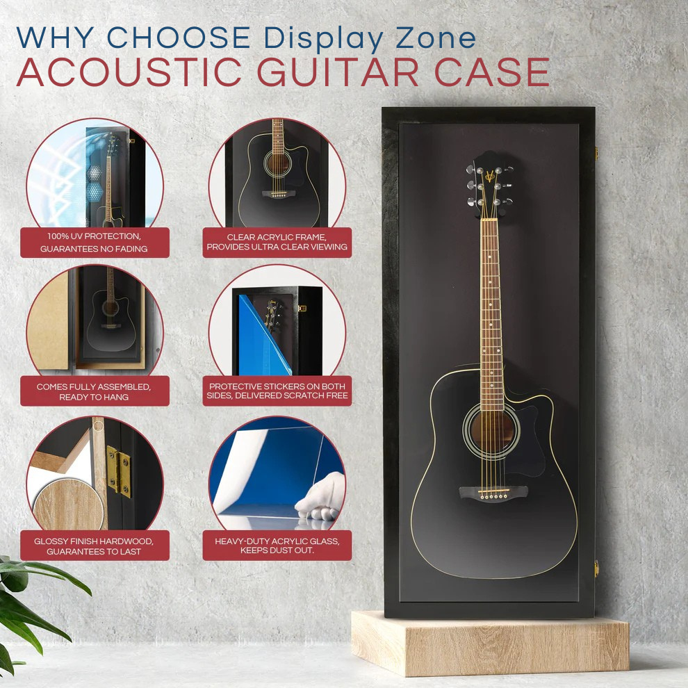 Acoustic Guitar Display Case UV Protection Made in USA
