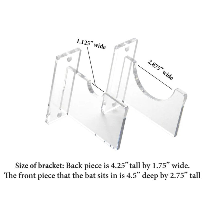 Acrylic Baseball Bat Display Horizontal Wall Mounts Brackets