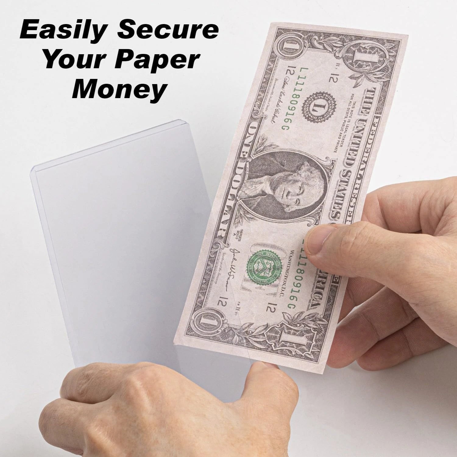 Regular Dollar Bill Currency Toploads, Protective Paper Money Sleeves for Collectors, Crystal Clear Plastic Holders for Cash