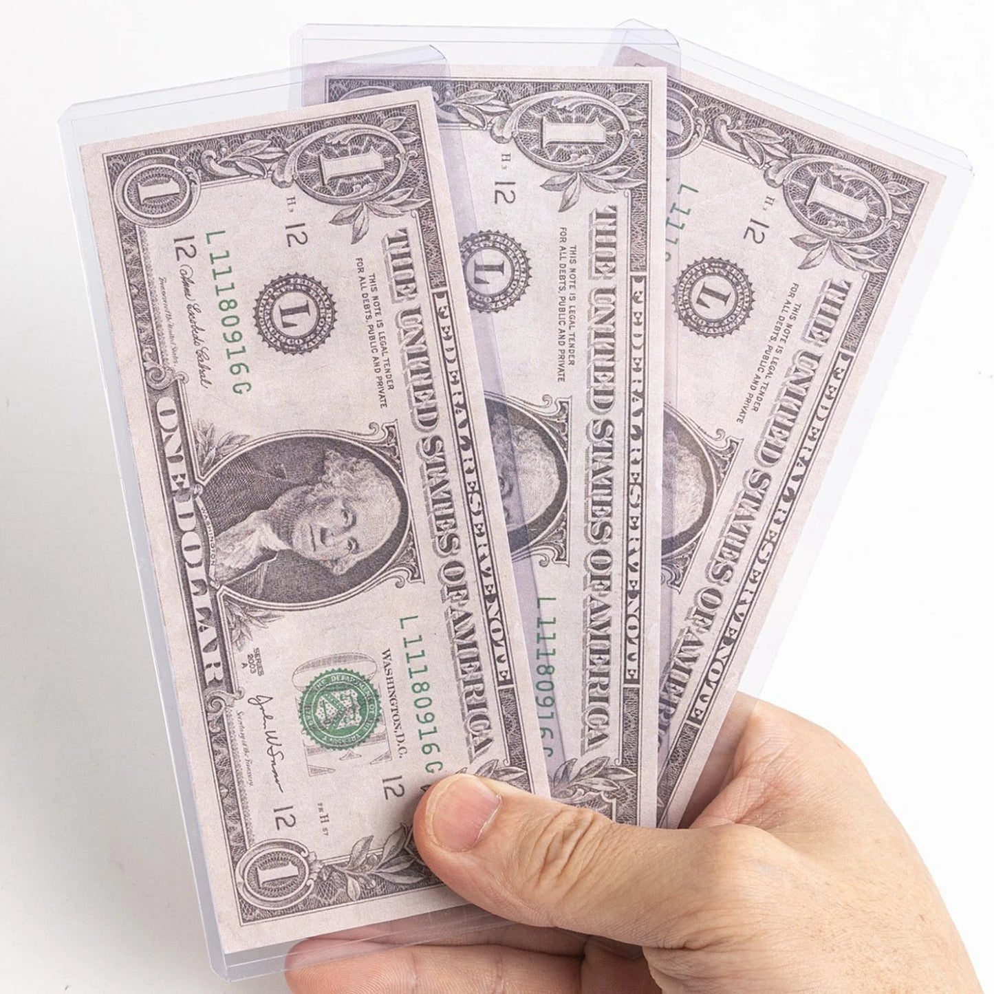 Regular Dollar Bill Currency Toploads, Protective Paper Money Sleeves for Collectors, Crystal Clear Plastic Holders for Cash
