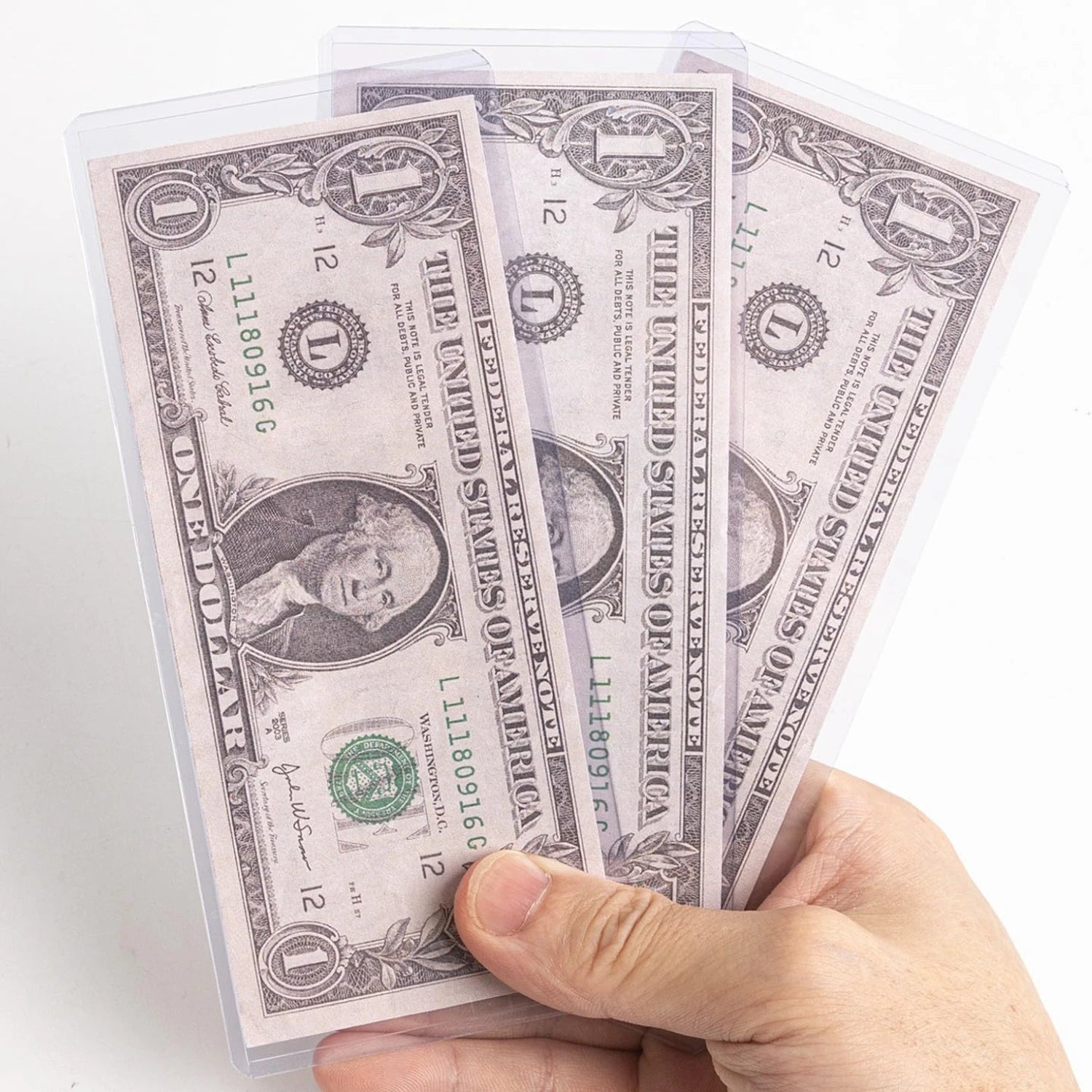 Regular Dollar Bill Currency Toploads, Protective Paper Money Sleeves for Collectors, Crystal Clear Plastic Holders for Cash