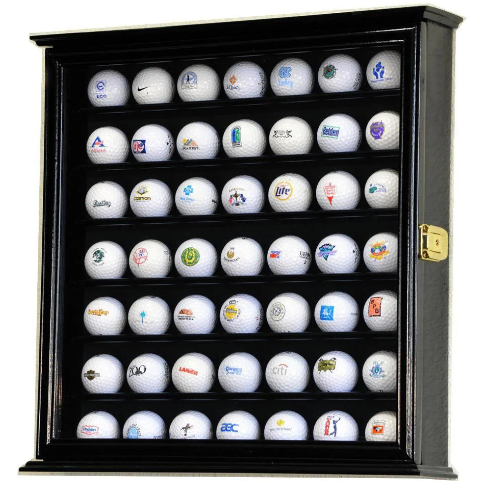 Golf ball display case cabinet holder