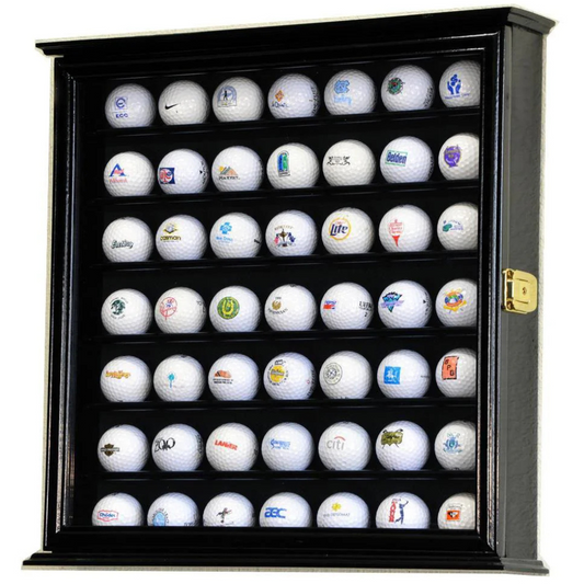 Golf ball display case cabinet holder
