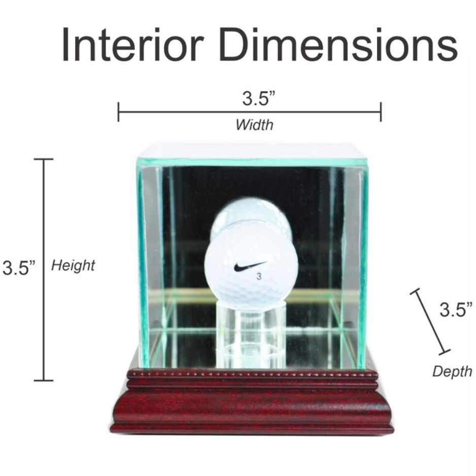Real Glass Golf Ball Display Case UV Protection Hole in One Cherry Wood