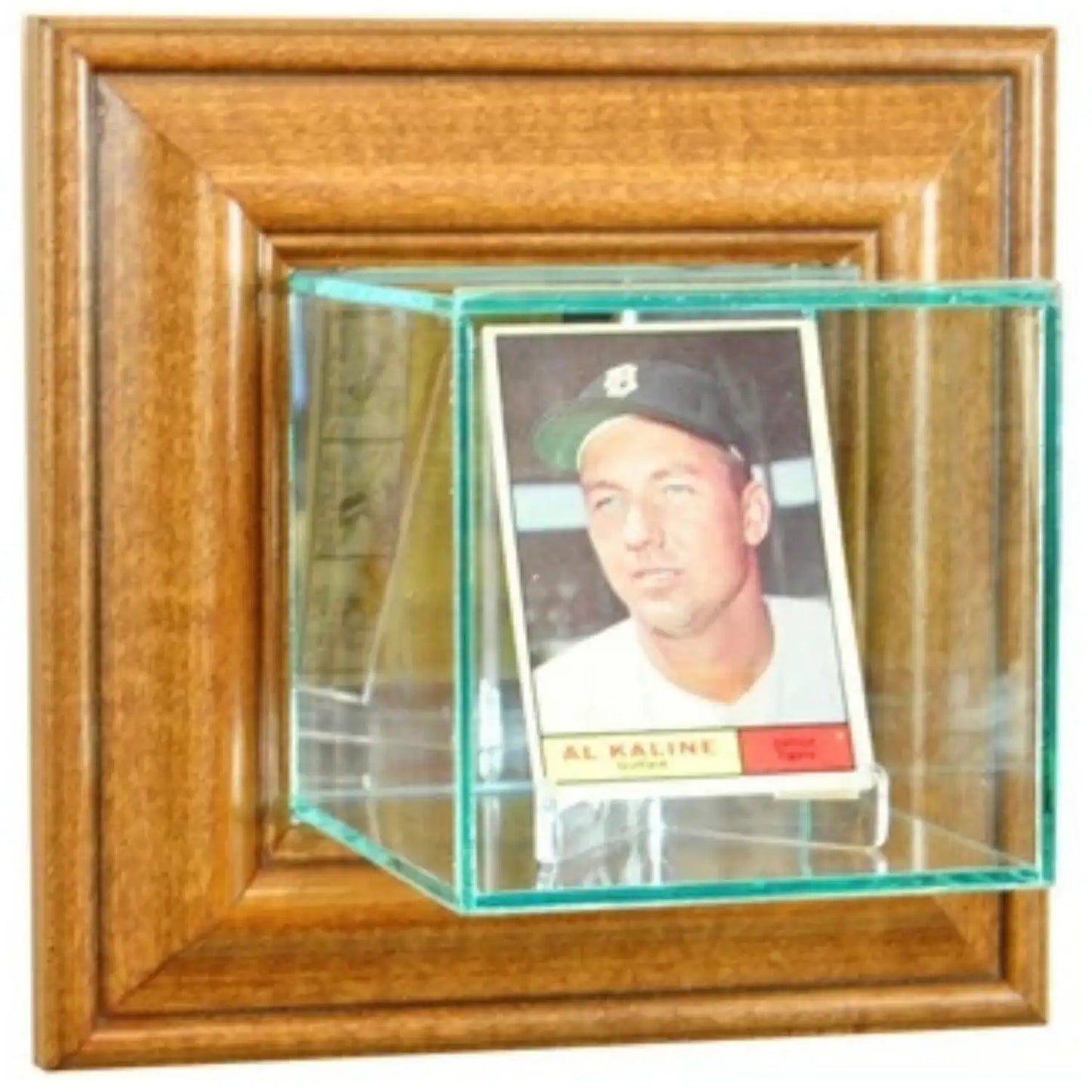 Real Glass Wall-Mounted Single Trading Card Display Case Walnut