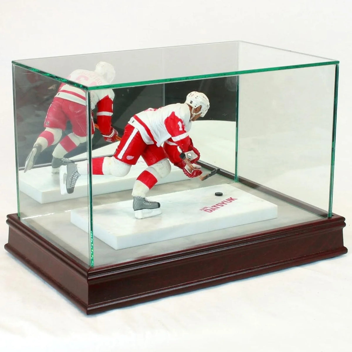 Real Glass McFarlane Figurine Display Case Cherry Wood Base