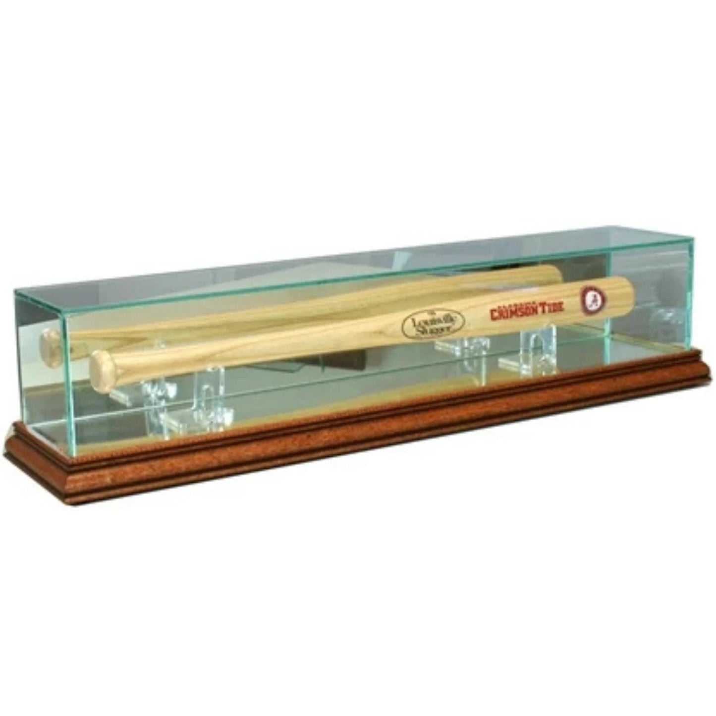 Real Glass Tabletop Mini Baseball Bat Display Case Walnut