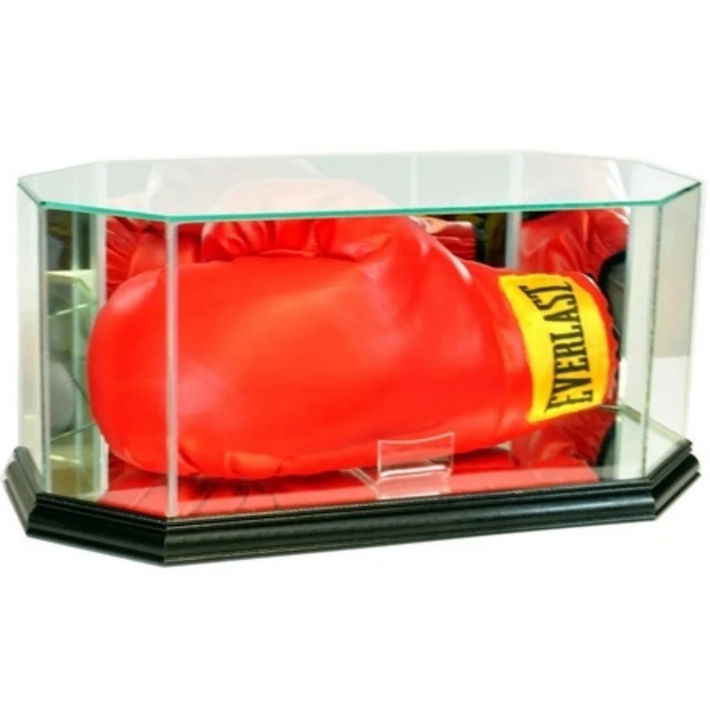 Real Glass Octagon Boxing Glove Display Case Black