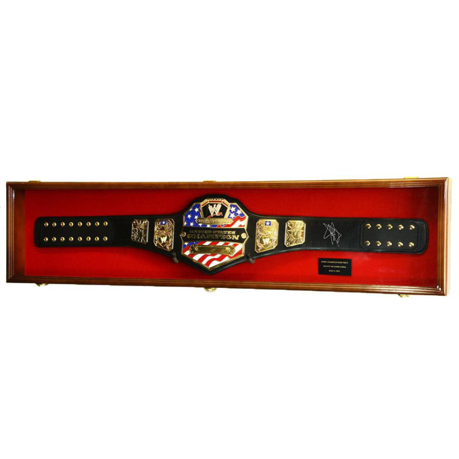 Wrestling Belt Display Case Cabinet (54") WWE UV Protection Walnut Wood