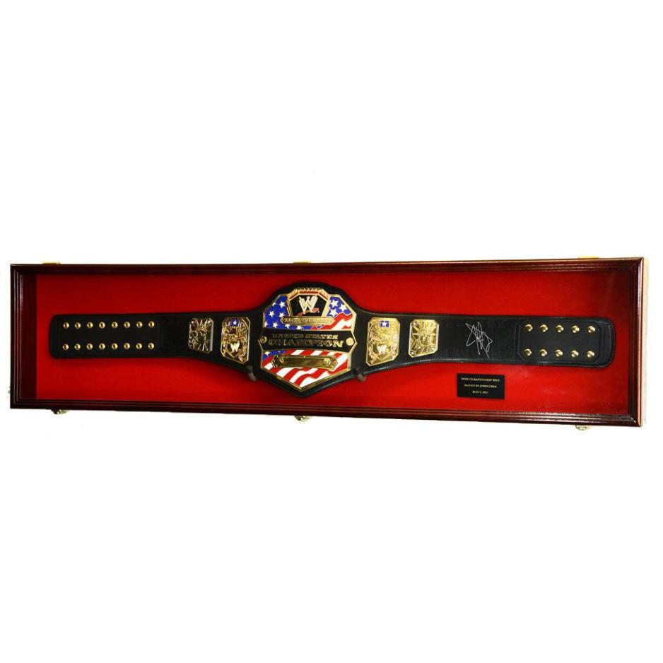 Wrestling Belt Display Case Cabinet (64") UV Protection WWE Cherry Wood