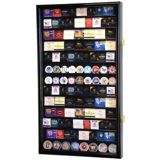 117 Matches Matchbook Display Case Cabinet UV Protection Black Wood
