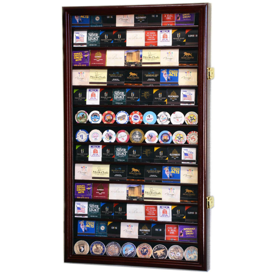 117 Matches Matchbook Display Case Cabinet UV Protection Cherry Wood