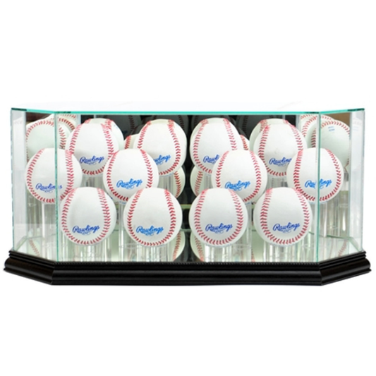 Real Glass Twelve Baseball Display Case UV Protection MLB Black Wood