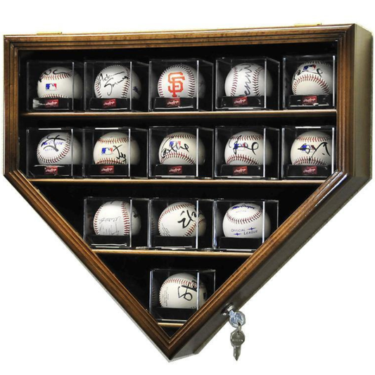 14 Baseball Acrylic Cubes Display Case - Home Plate Shaped